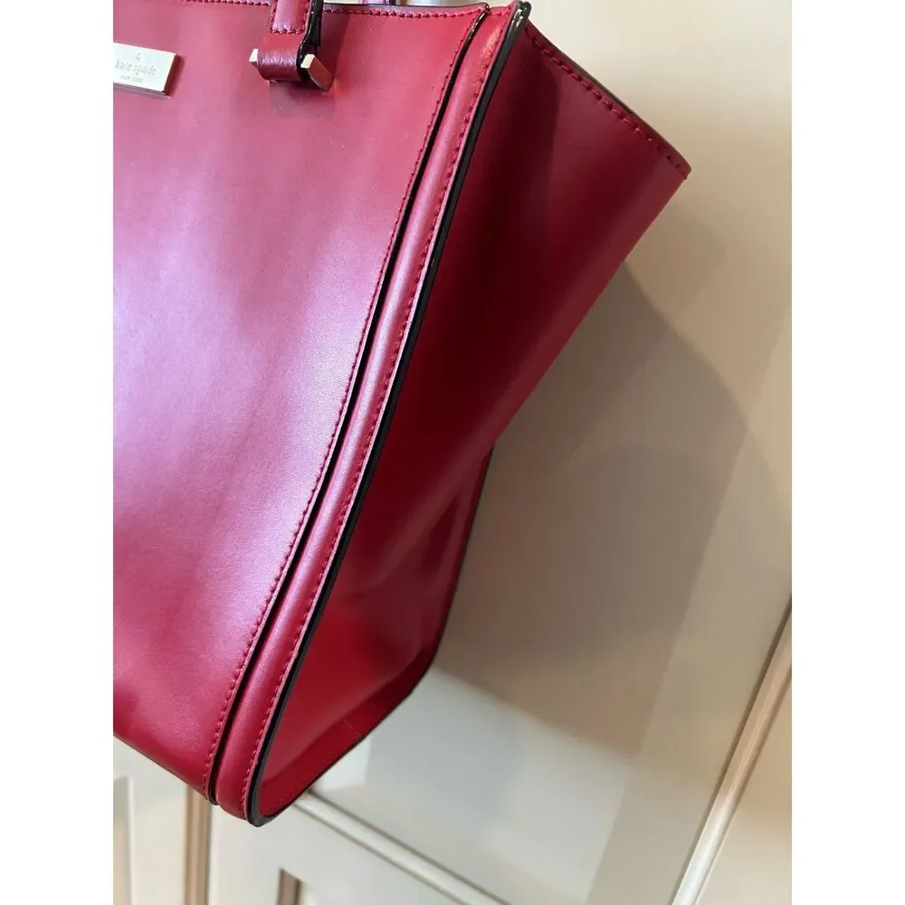 Kate Spade Vita Regatta Court Red Leather Tote Bag